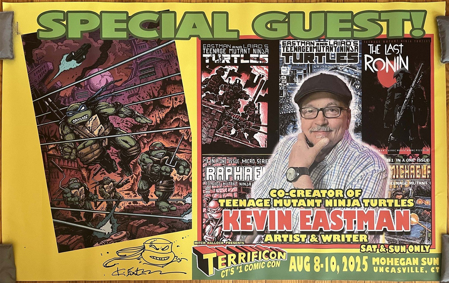Kevin Eastman TEENAGE MUTANT NINJA TURTLES vinyl banner 30x47 SIGNED REMARQED