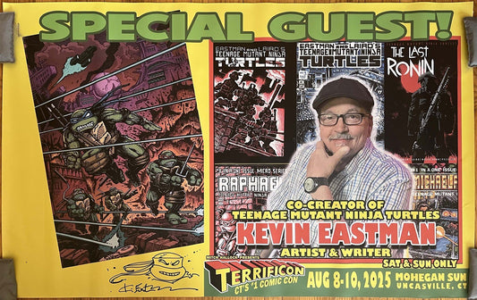 Kevin Eastman TEENAGE MUTANT NINJA TURTLES vinyl banner 30x47 SIGNED REMARQED