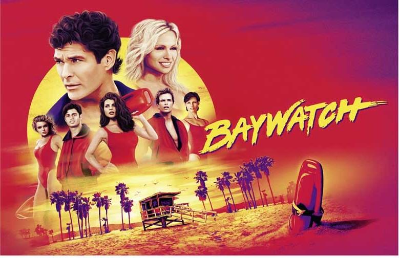 David Hasselhoff BAYWATCH Pamela Anderson cast poster 17x11