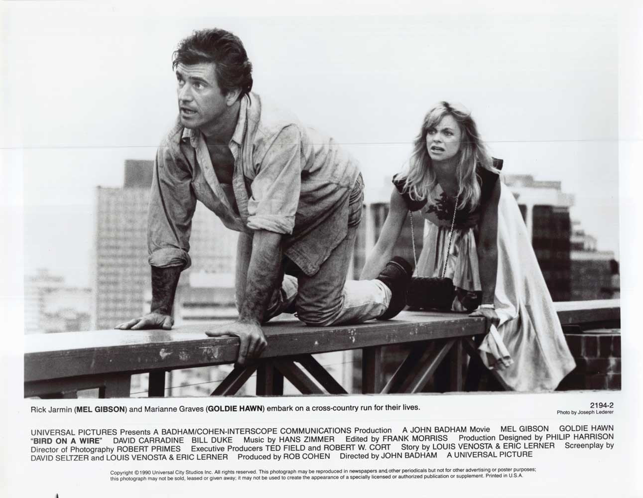 Mel Gibson BIRD ON A WIRE Goldie Hawn original 10x8 press photo 1990
