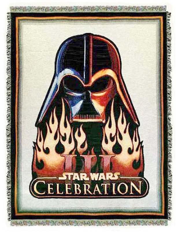 2005 STAR WARS Celebration 3 DARTH VADE IN FLAMES woven blanket NEW
