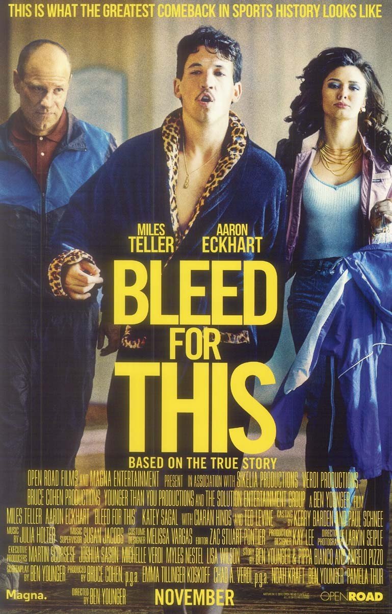Miles Teller BLEED FOR THIS Aaron Eckhart original studio movie poster 11x17