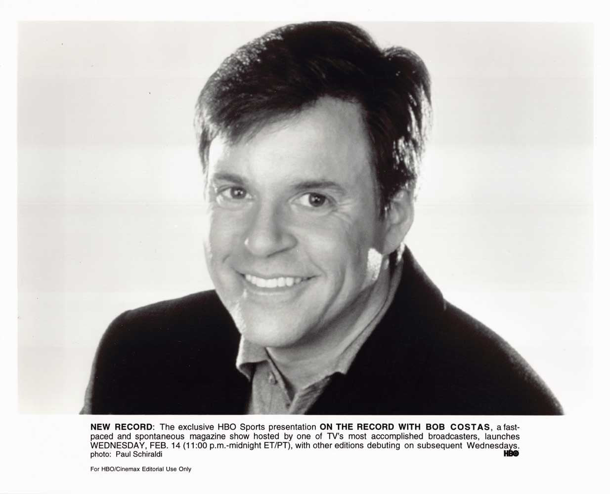 ON THE RECORD WITH BOB COSTAS original 10x8 press photo 2001 HBO