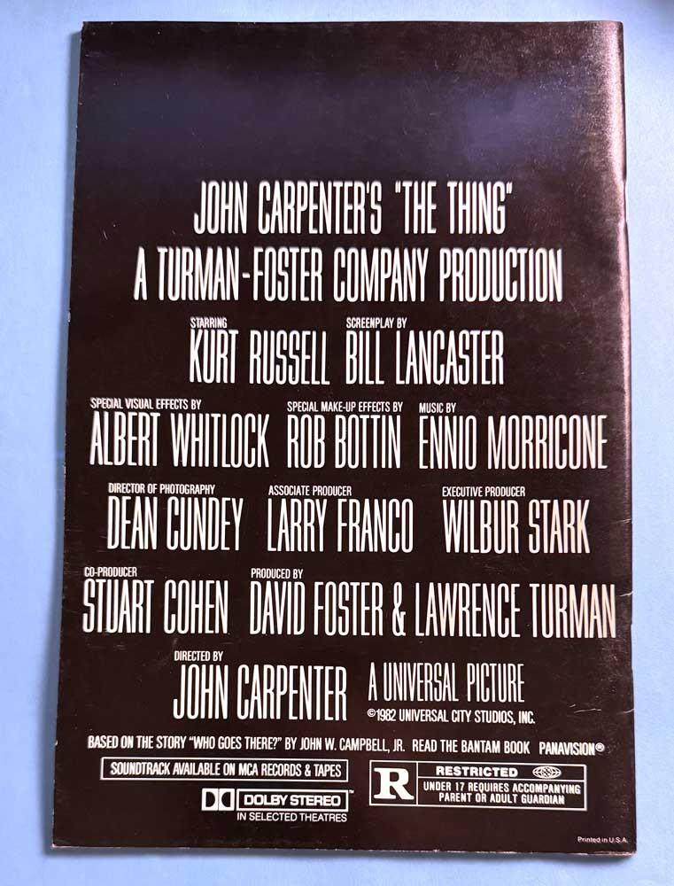 John Carpenter's THE THING promotional booklet J.W. Campbell short story 1982