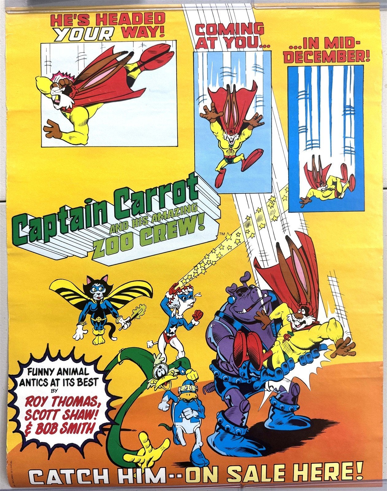 DC Comics CAPTAIN CARROT AND HIS AMAZING ZOO CREW store display poster 1981