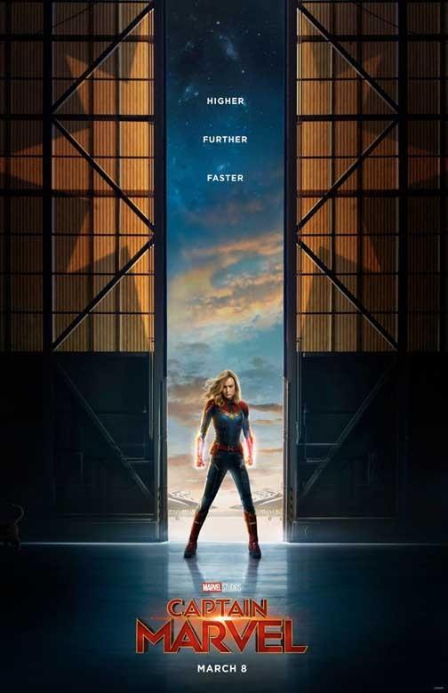 Brie Larson CAPTAIN MARVEL hangar doors advance movie poster 11x17