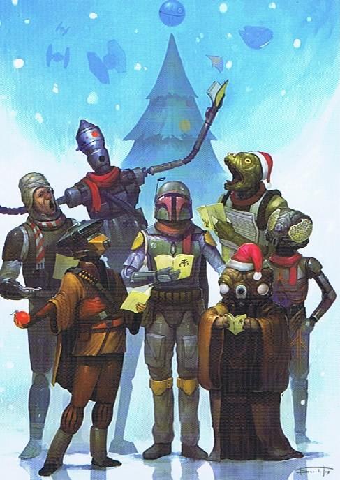 STAR WARS Lucasfilm 2013 BOBA FETT and Caroling Bounty Hunters Christmas Card