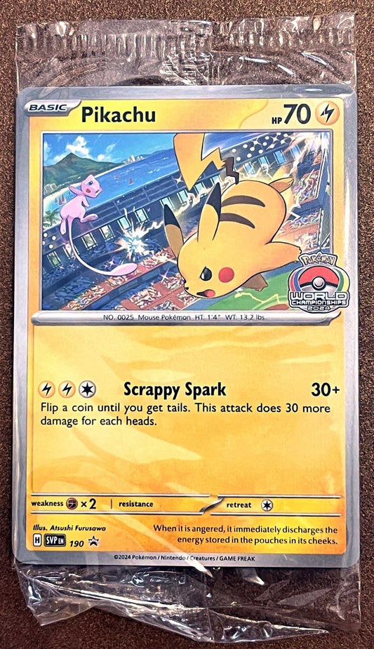 POKEMON World Championships 2024 promo card PIKACHU #25, sealed SCRAPPY SPARK