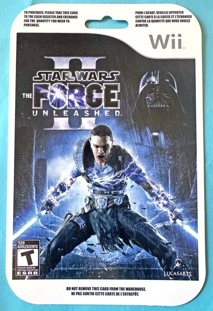 LucasArts STAR WARS FORCE UNLEASHED store display purchase card Nintendo Wii