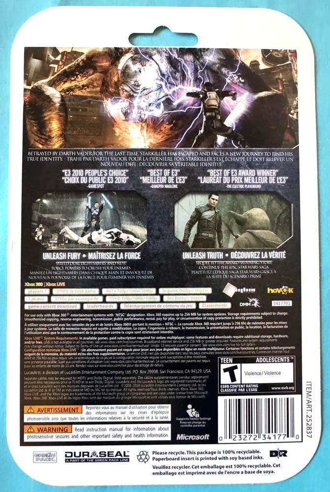 LucasArts STAR WARS FORCE UNLEASHED store display purchase card Xbox 360