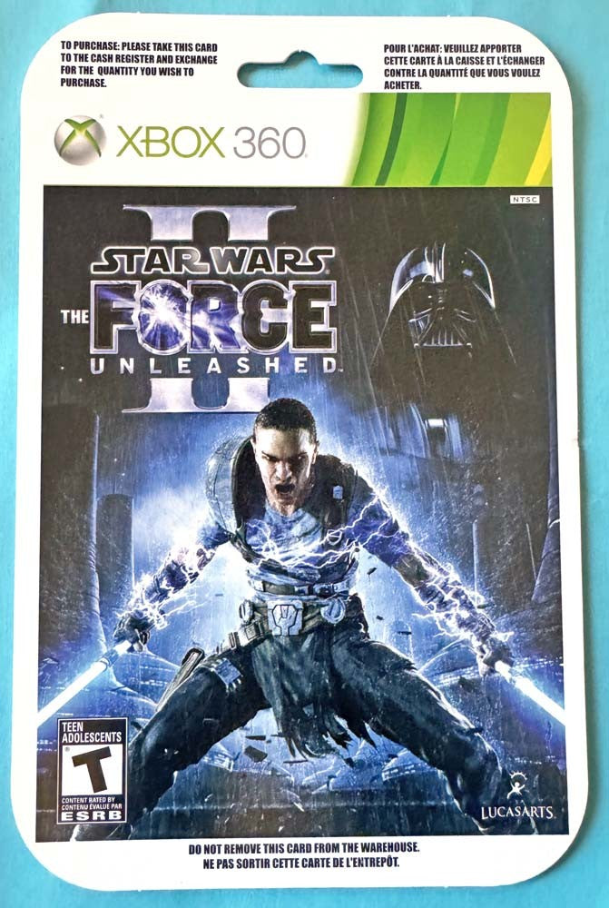 LucasArts STAR WARS FORCE UNLEASHED store display purchase card Xbox 360