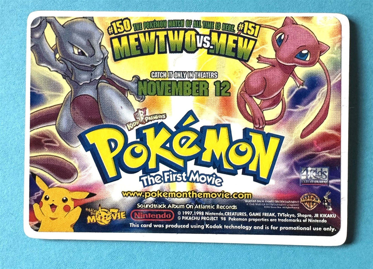 POKEMON THE FIRST MOVIE promotional lenticular/motion cards complete set of 5