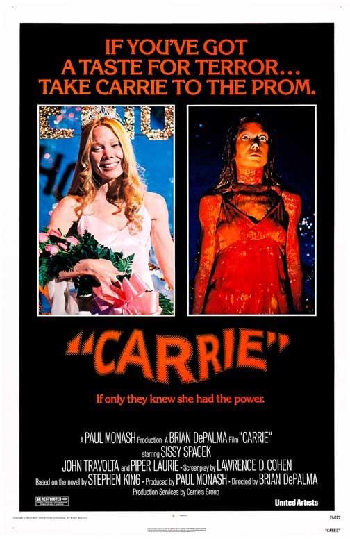 Sissy Spacek CARRIE Piper Laurie John Travolta movie poster 11x17