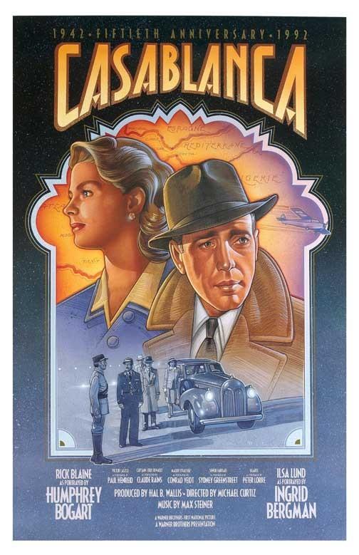 Humphrey Bogart CASABLANCA Ingrid Bergman movie poster 11x17