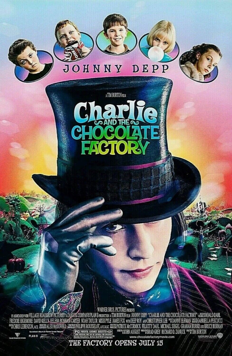 Johnny Depp CHARLIE CHOCOLATE FACTORY set 2 original 27x40 movie posters 2005