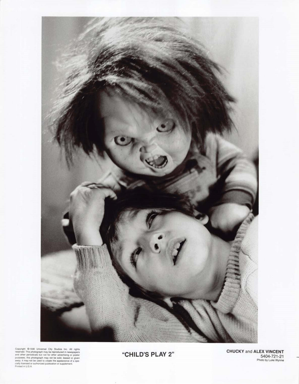 Alex Vincent CHILD'S PLAY 2 Chucky Brad Dourif 1990 original 8x10 pres ...
