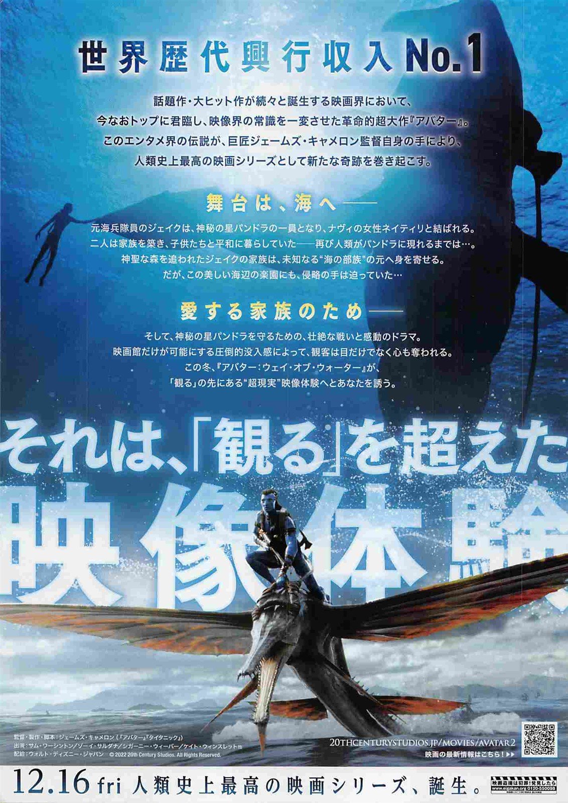 Zoe Saldana AVATAR 2 Sam Worthington Japanese movie flyer Chirashi