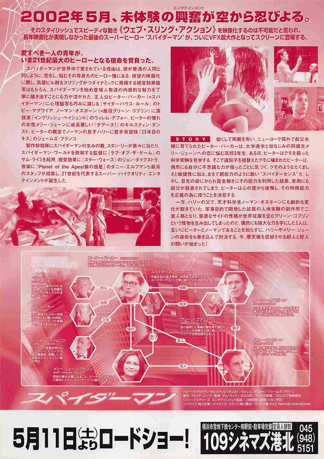 Tobey Maguire SPIDER-MAN Kirsten Dunst Japanese movie flyer Chirashi 2001