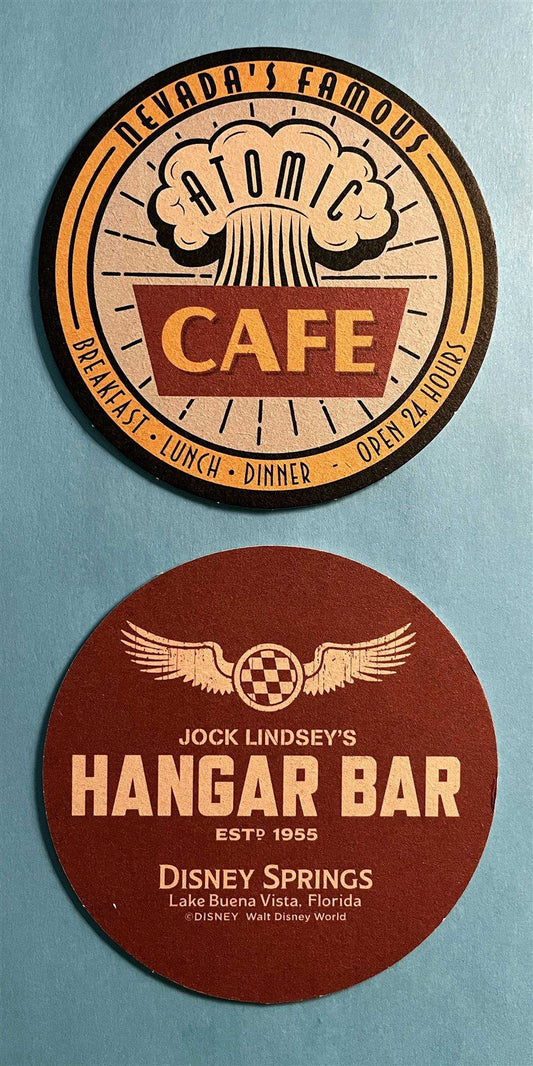 Disney JOCK LINDSEY'S HANGAR BAR Indiana Jones ATOMIC CAFE drink coaster