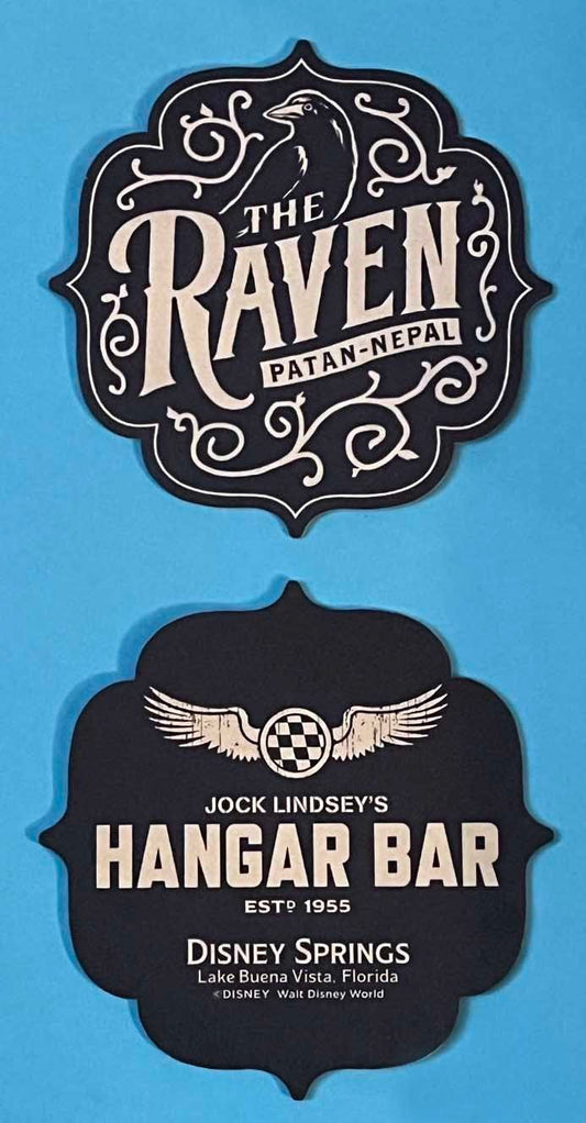 Disney JOCK LINDSEY'S HANGAR BAR Indiana Jones THE RAVEN drink coaster