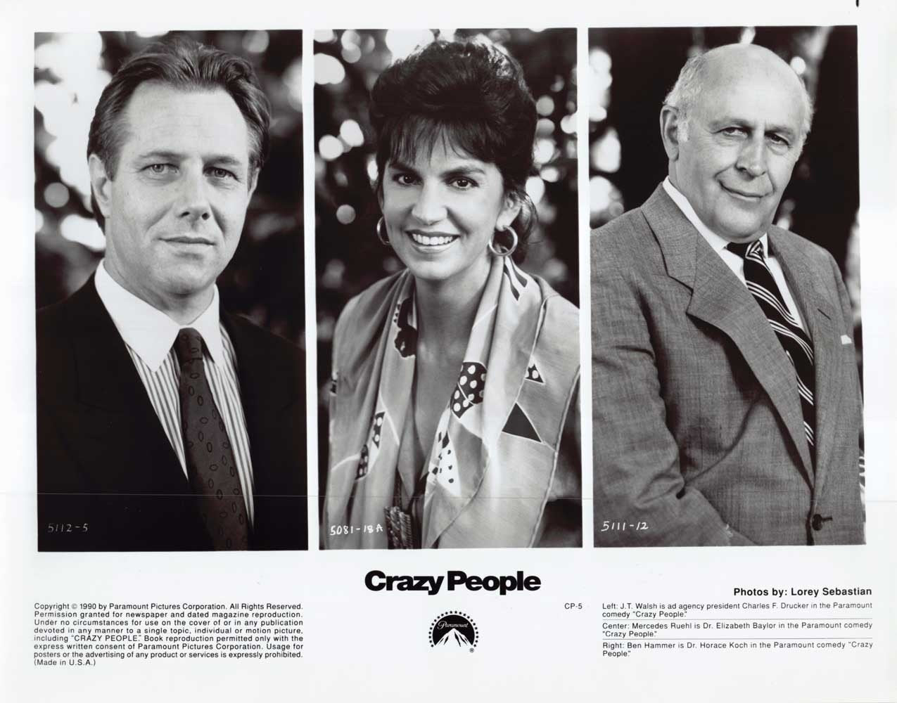 J.T. Walsh CRAZY PEOPLE Mercedes Ruehl original 10x8 press photo 1990