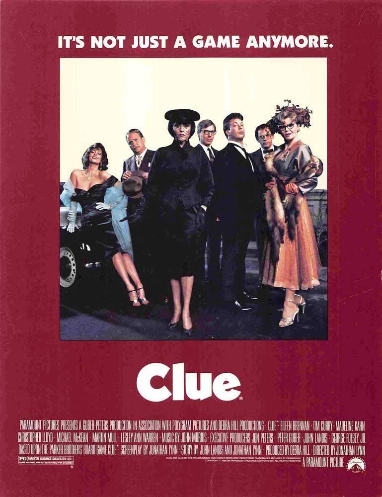 Tim Curry CLUE 1985 credit sheet