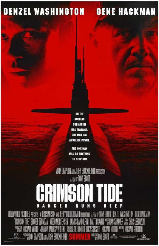 Denzel Washington CRIMSON TIDE Gene Hackman movie poster 11x17