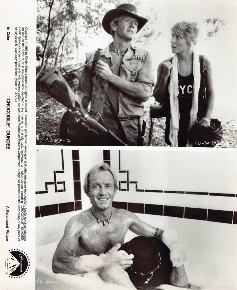 Paul Hogan CROCODILE DUNDEE Linda Kozlowski original 8x10 press photo 1986
