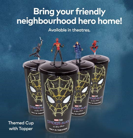 SPIDER-MAN NO WAY HOME complete set of 4 exclusive theater cups & toppers