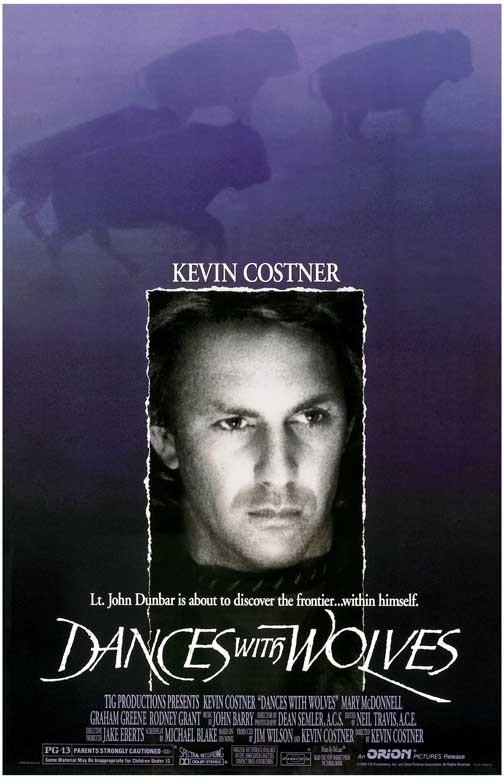 Kevin Costner DANCES WITH WOLVES Mary McDonnell movie poster 11x17
