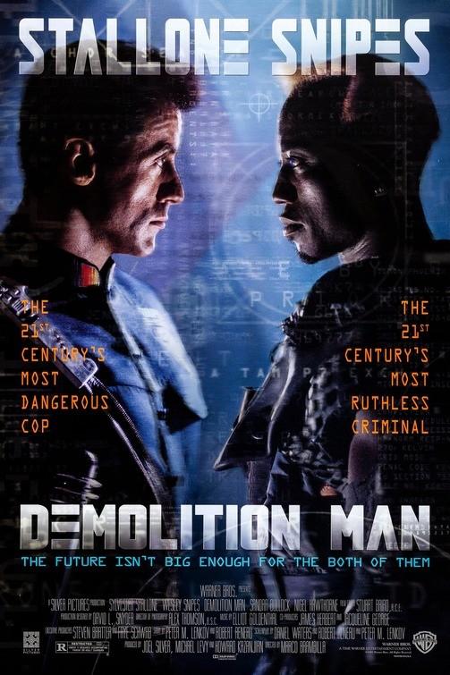 Sylvester Stallone DEMOLITION MAN Sandra Bullock original 27x40 DS movie poster