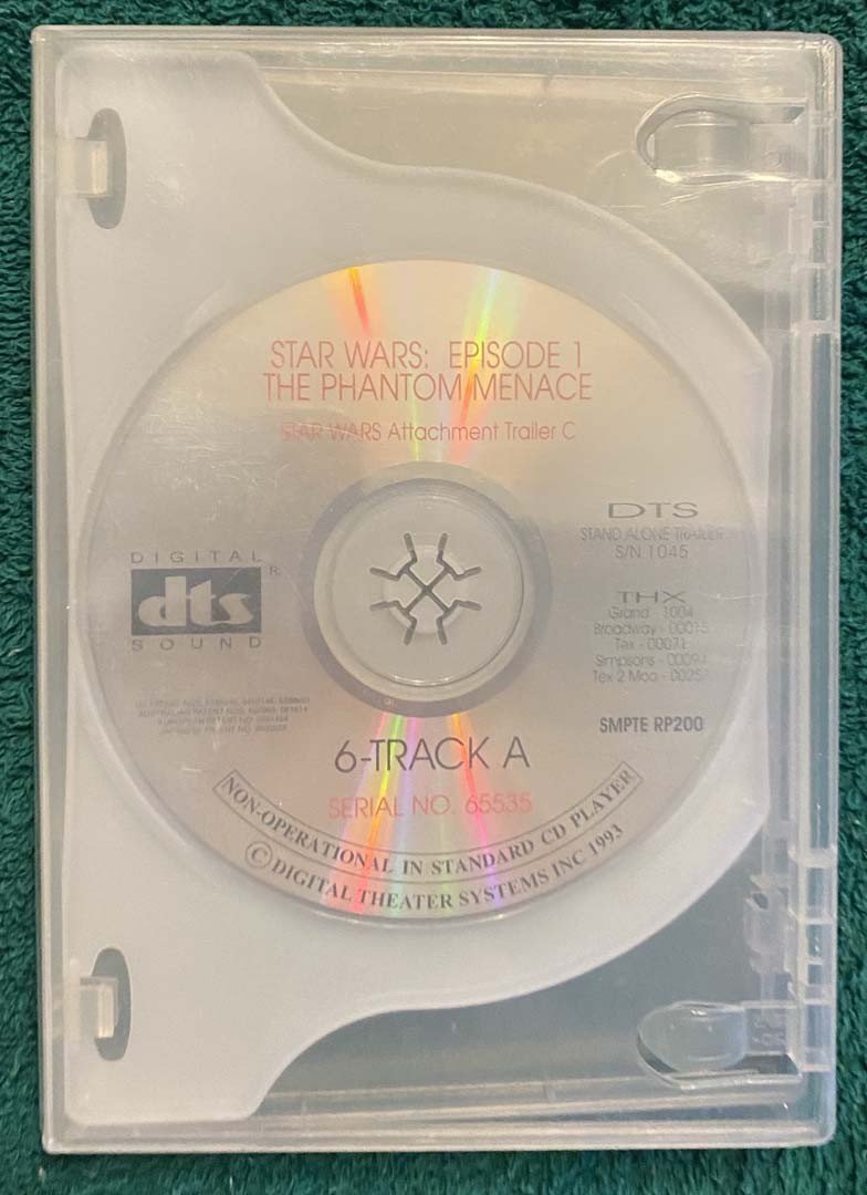 STAR WARS EPISODE 1 PHANTOM MENACE rare theater DTS audio disc set 1999