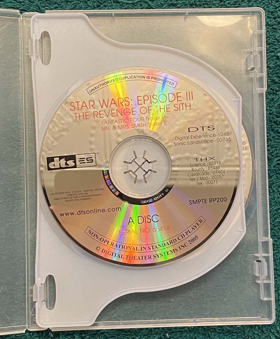 STAR WARS EPISODE 3 REVENGE OF THE SITH rare theater DTS audio disc set 2005
