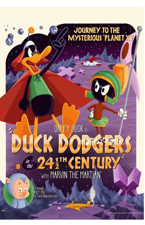 Daffy Duck DUCK DODGERS IN THE 24 CENTURY Marvin Martian movie poster 11x17