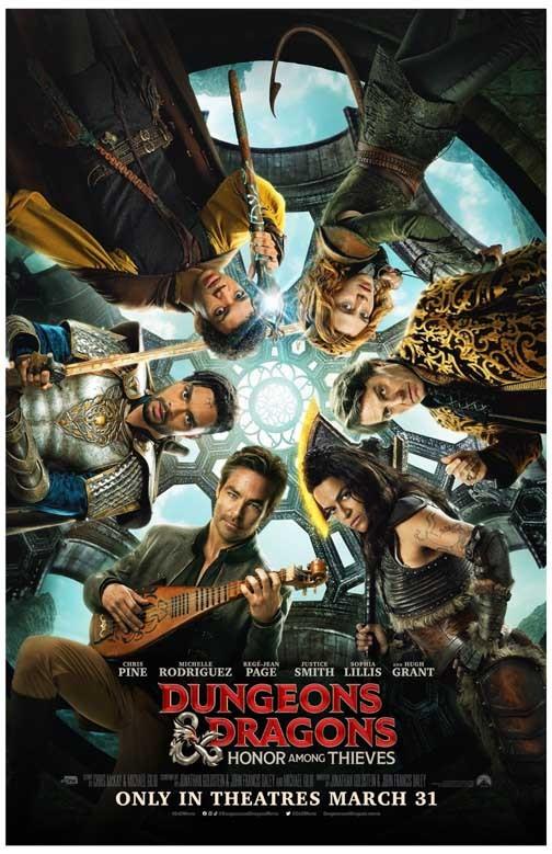 Chris Pine DUNGEONS & DRAGONS HONOR AMONG THIEVES cast circle movie poster 11x17