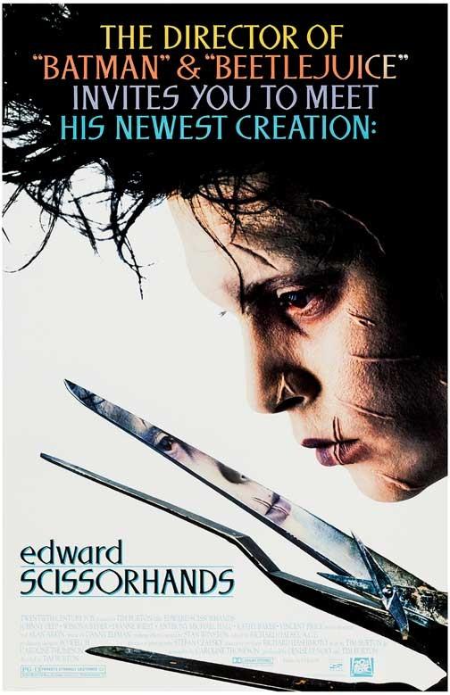 Johnny Depp EDWARD SCISSORHANDS Winona Ryder movie poster 11x17 Tim Burton