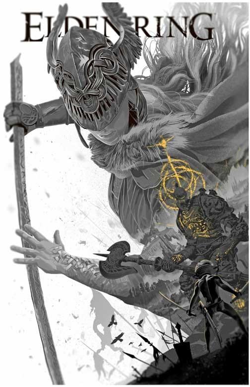 ELDEN RING video game b&w poster 11x17