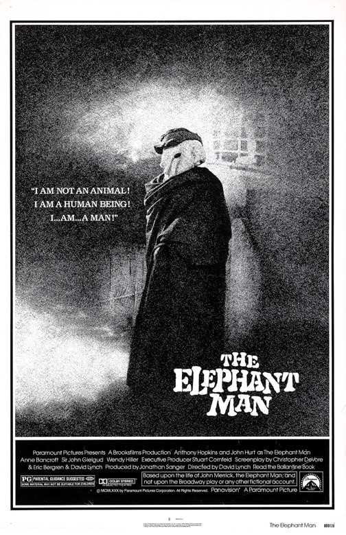 Anthony Hopkins ELEPHANT MAN John Hurt movie poster 11x17 David Lynch