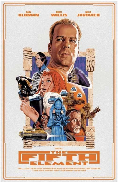 Bruce Willis THE FIFTH ELEMENT Milla Jovovich mann movie poster 11x17 Luc Besson