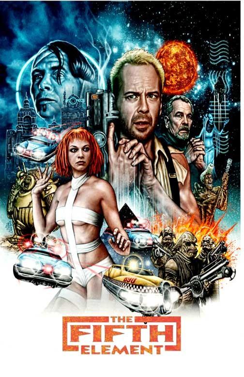 Bruce Willis THE FIFTH ELEMENT Milla Jovovich art movie poster 11x17 Luc Besson