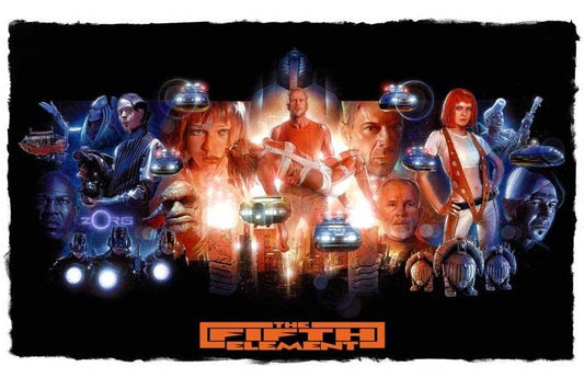 Bruce Willis THE FIFTH ELEMENT Milla Jovovich art movie poster 17x11 Luc Besson
