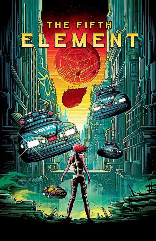 Milla Jovovich THE FIFTH ELEMENT police cars art movie poster 11x17 Luc Besson