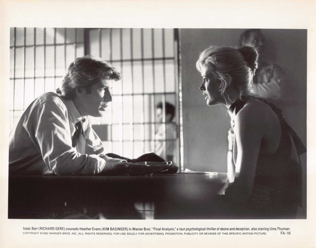 Richard Gere FINAL ANALYSIS Kim Basinger original press photo 1992