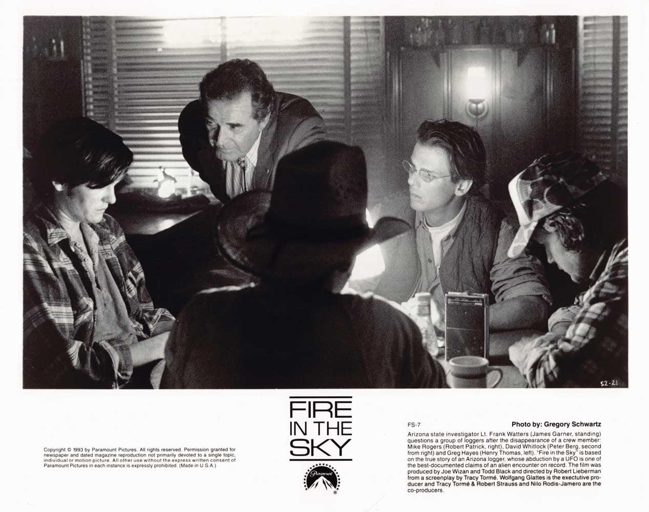 James Garner FIRE IN THE SKY Robert Patrick 1993 original 8x10 press photo