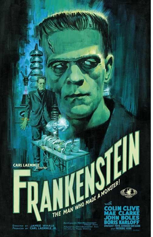Boris Karloff FRANKENSTEIN Colin Clive portrait movie poster 11x17