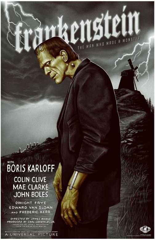 Boris Karloff FRANKENSTEIN Colin Clive profile movie poster 11x17