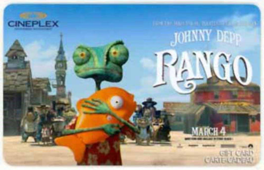 Johnny Depp RANGO movie gift card Cineplex