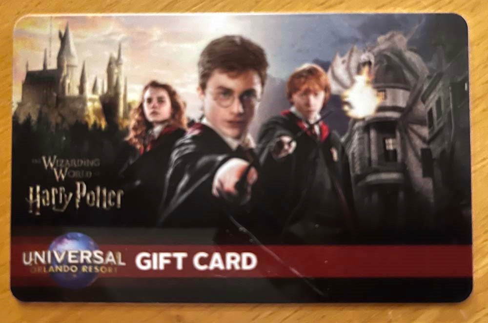 Universal Studios Wizarding World HARRY POTTER gift card TRIO