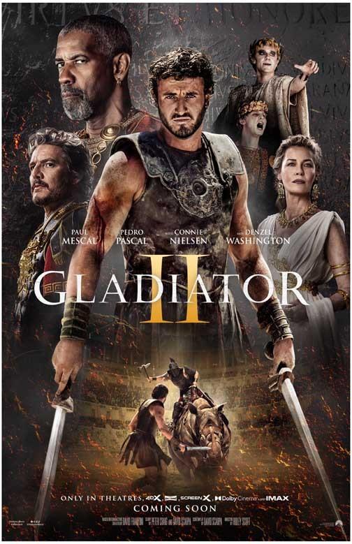 Pedro Pascal GLADIATOR 2 Denzel Washington Connie Nielsen advance poster 11x17