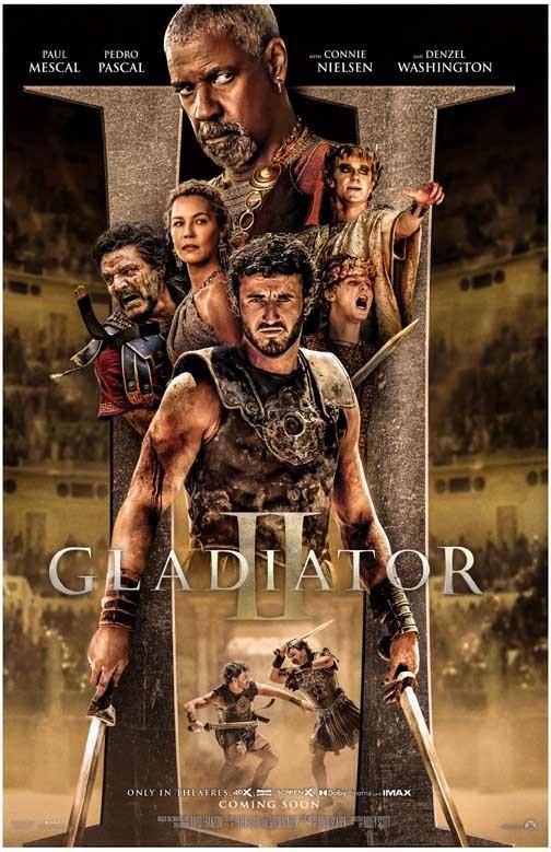 Pedro Pascal GLADIATOR 2 Denzel Washington Connie Nielsen movie poster 11x17
